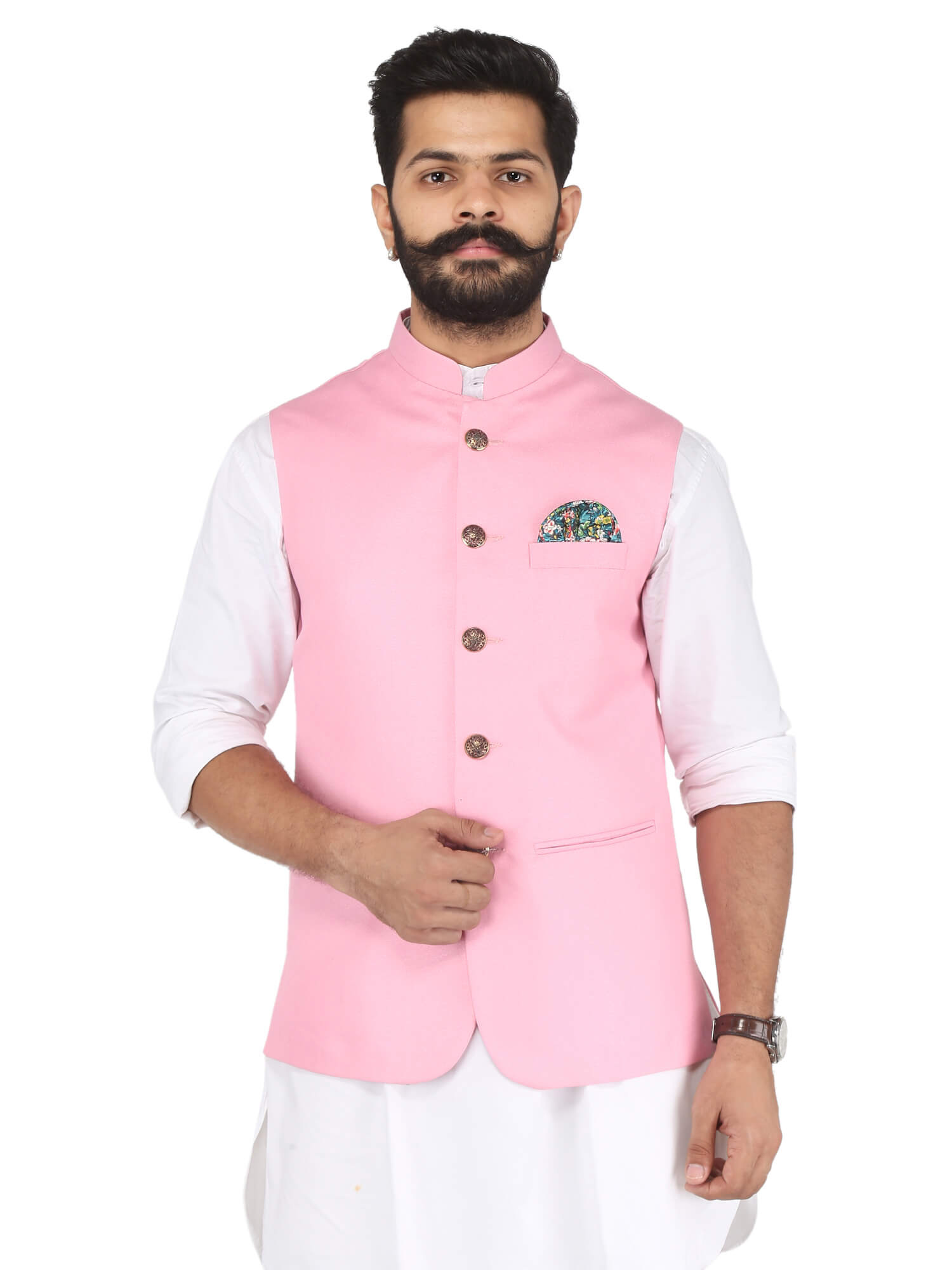 Pink Crepe Modi Jacket For Men Amogue