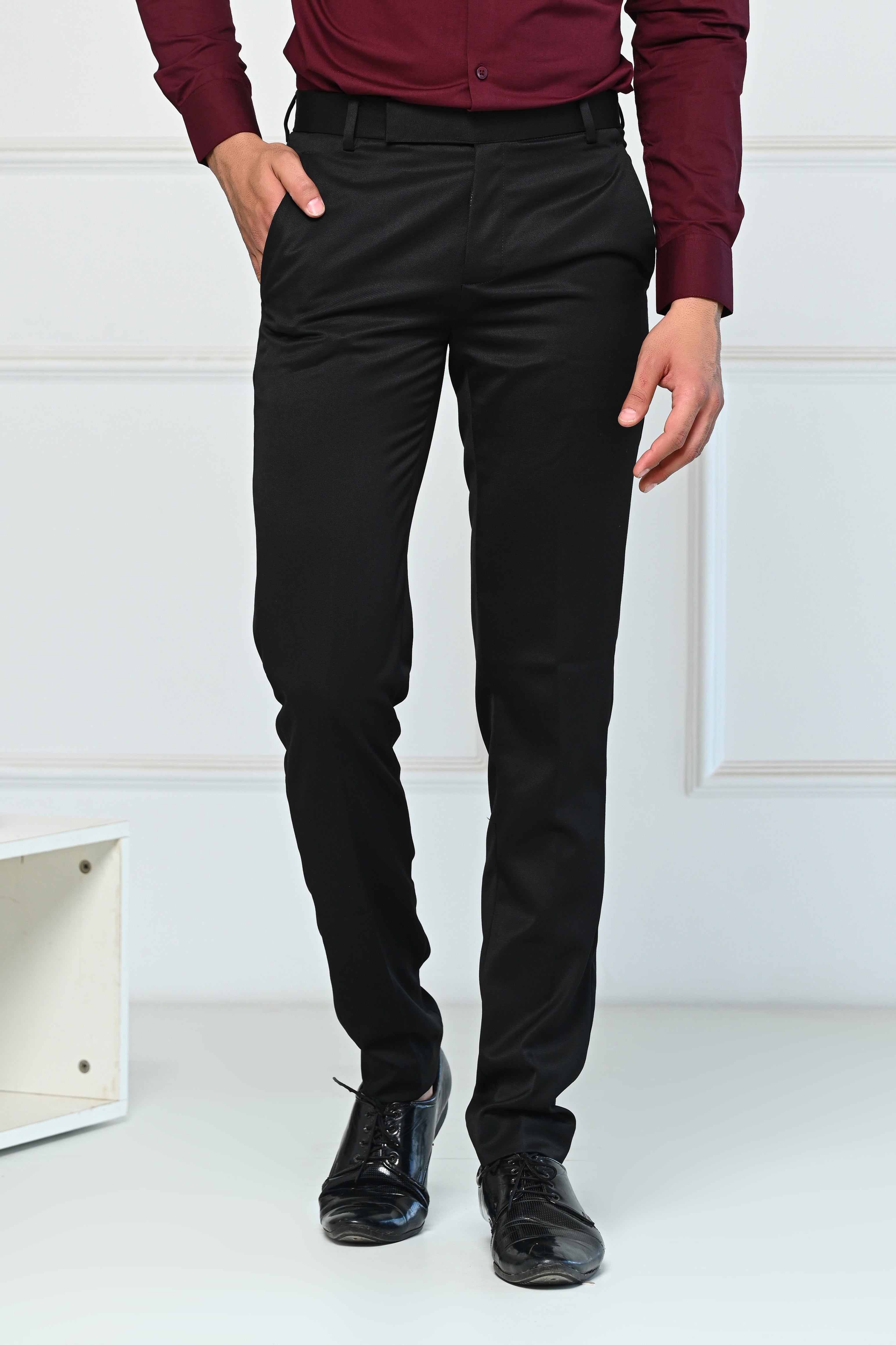 Buy Black Mid Rise Slim Fit Formal Pants for Men Online at Selected Homme |  261211003