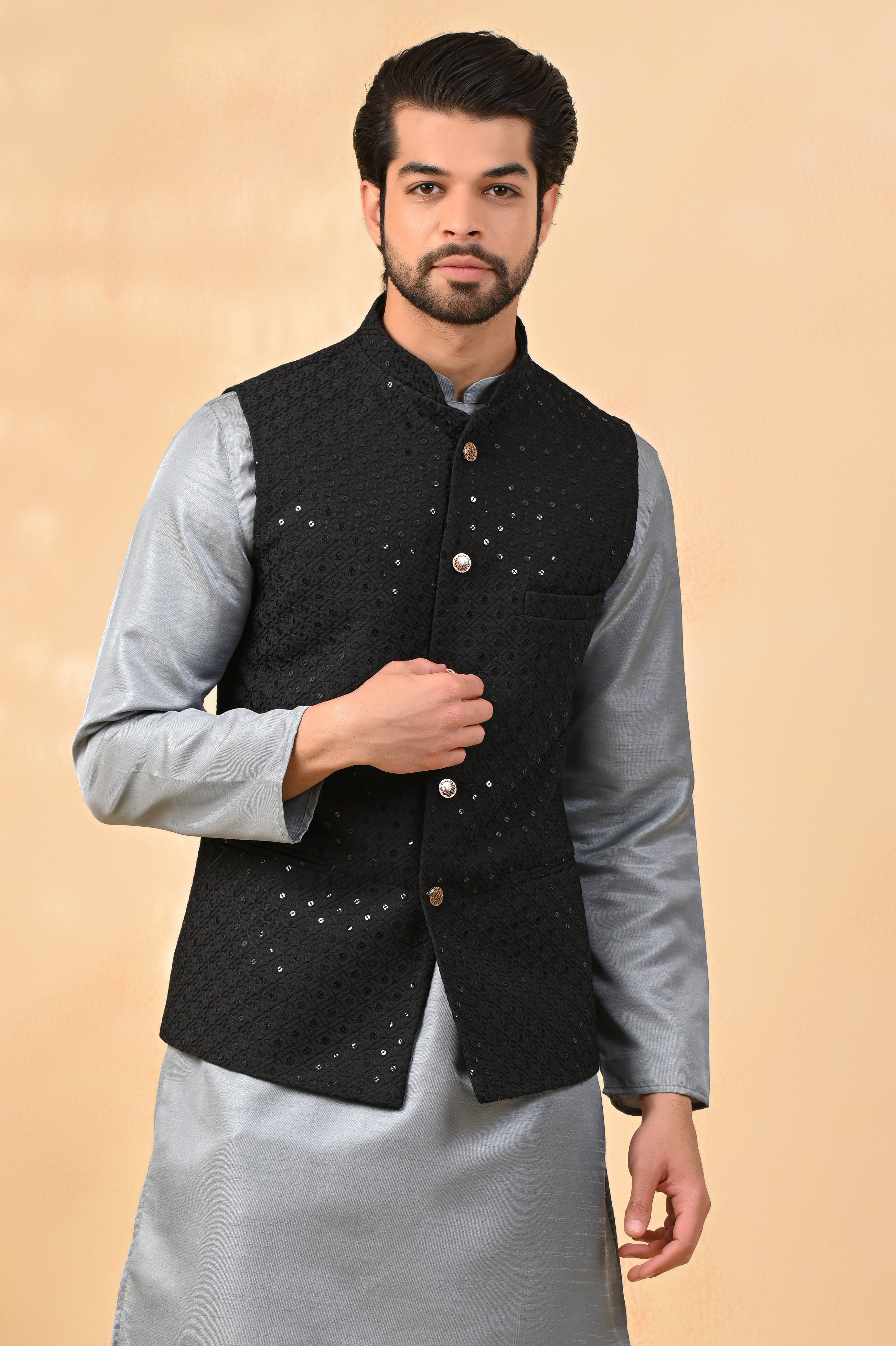 Buy Plain Black Nehru Jacket With White Shirt and Trouser Online in India -  Etsy