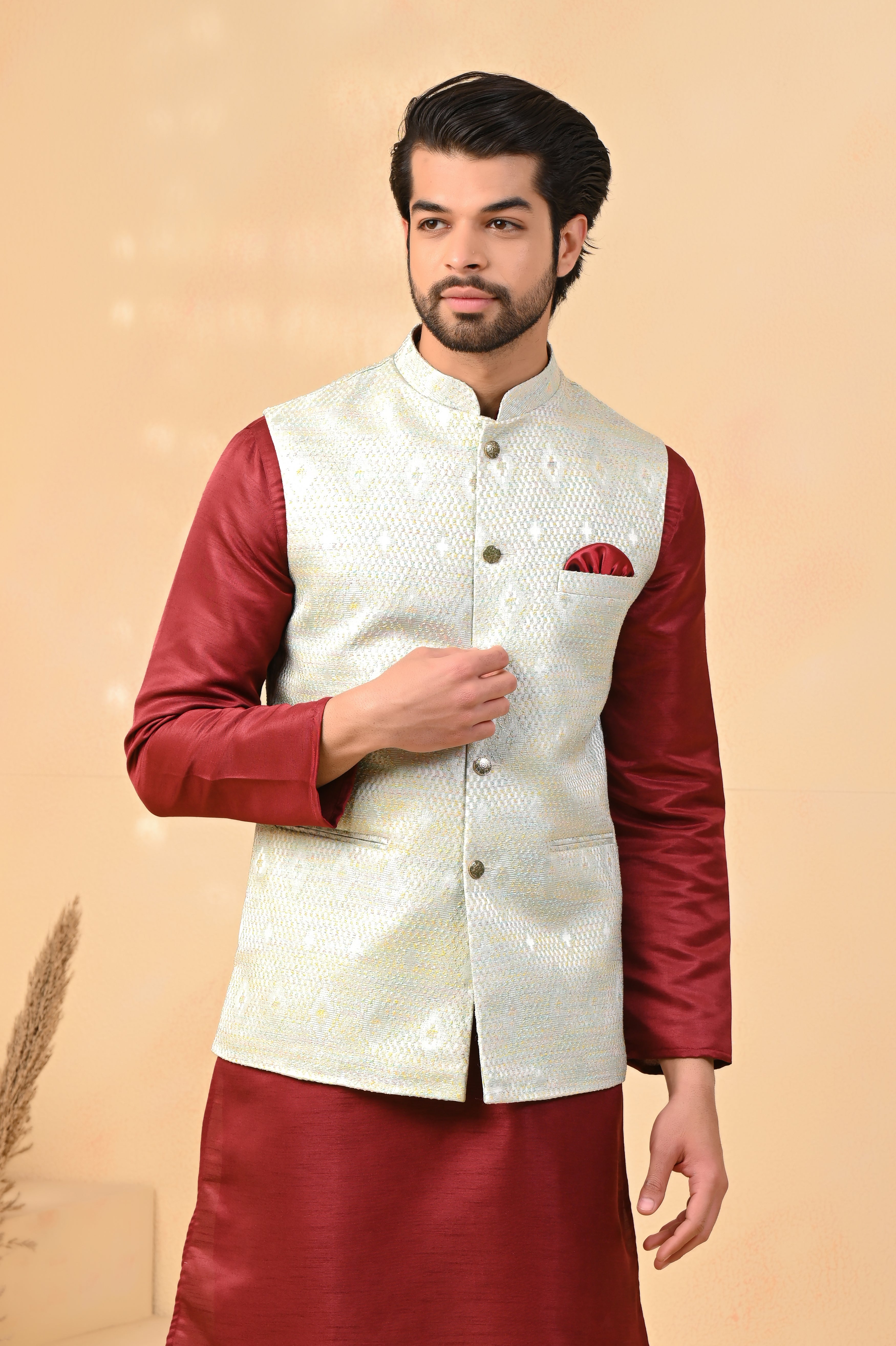 Buy Bluvet Designer Men's Nehru jacket by Hilo Designs Online at Best Price  | Distacart
