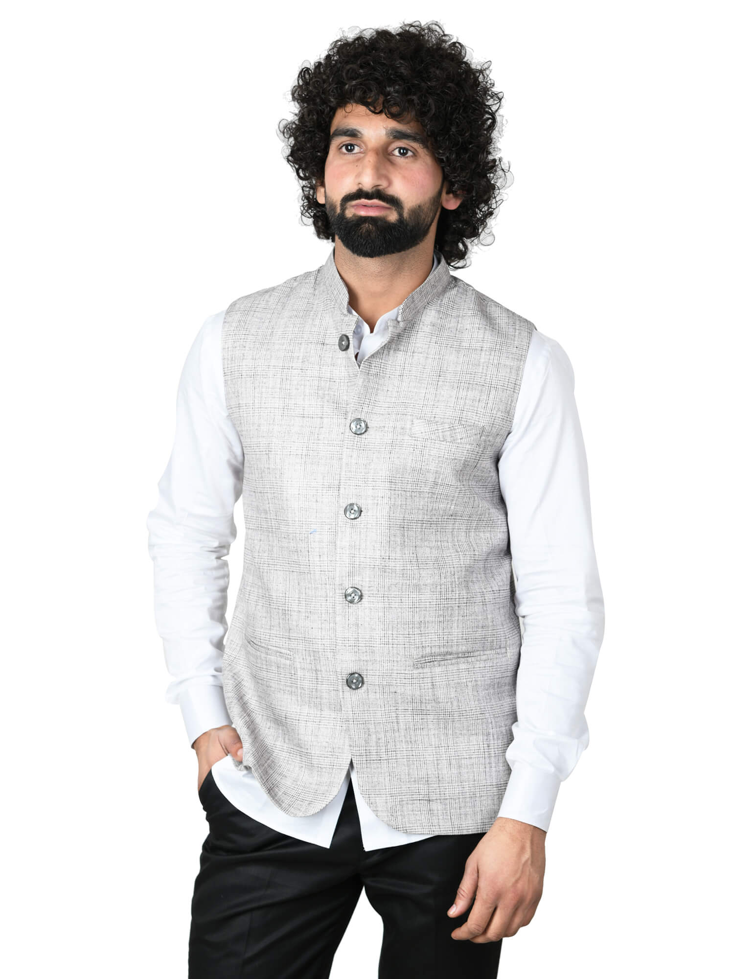 Dazzling White Jaquard Nehru Modi Jacket With Silk Kurta Pajama Set| A –  Desioz