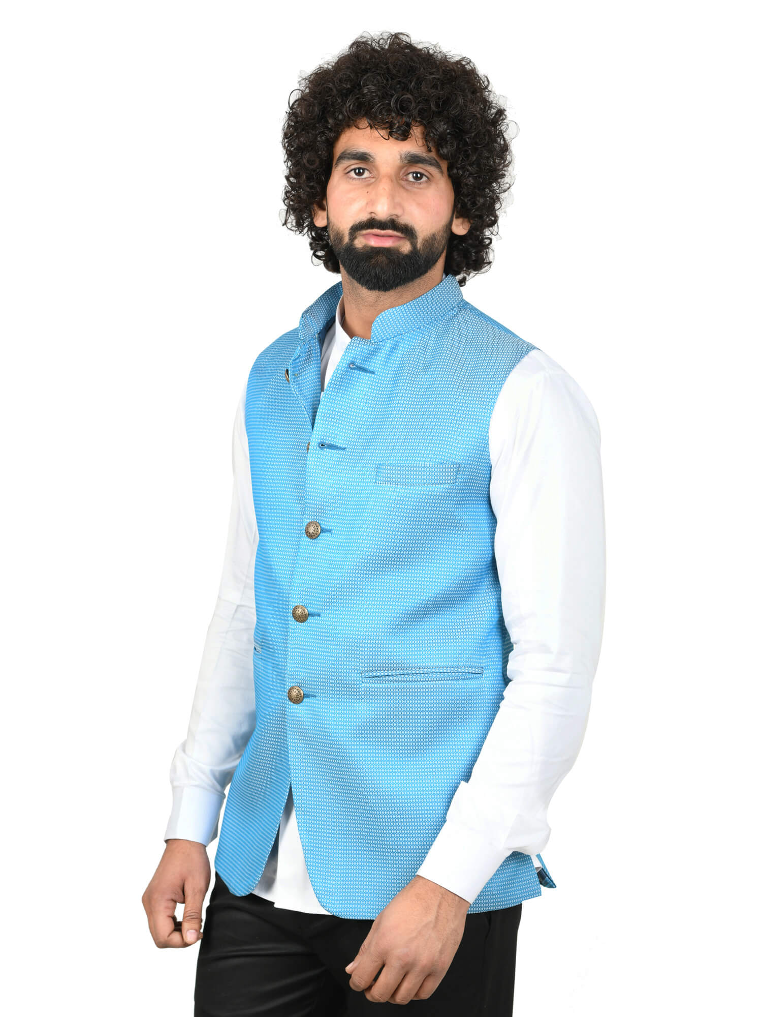 Buy Shwar Nehru Jacket - Powder Blue for Wedding from Anita Dongre.