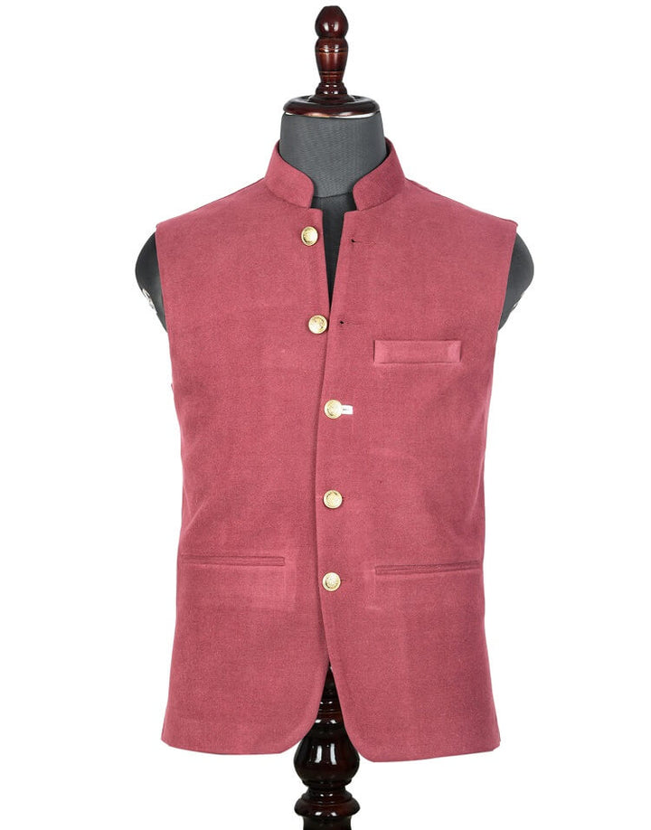 Maroon Solid Nehru Jacket