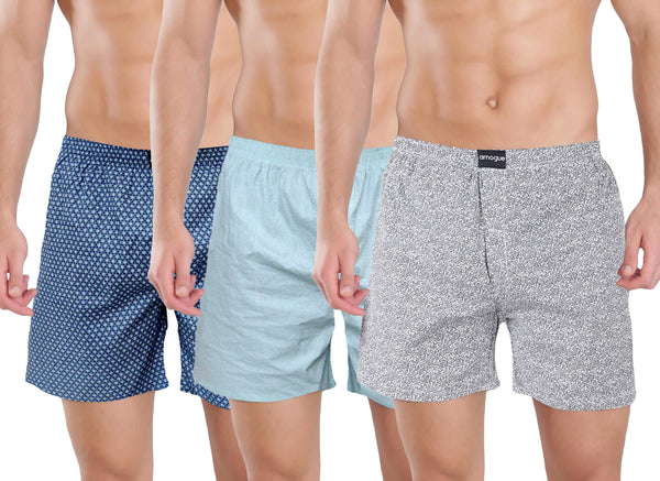 Blue Star Sky Grey Self 3 Boxers Combo