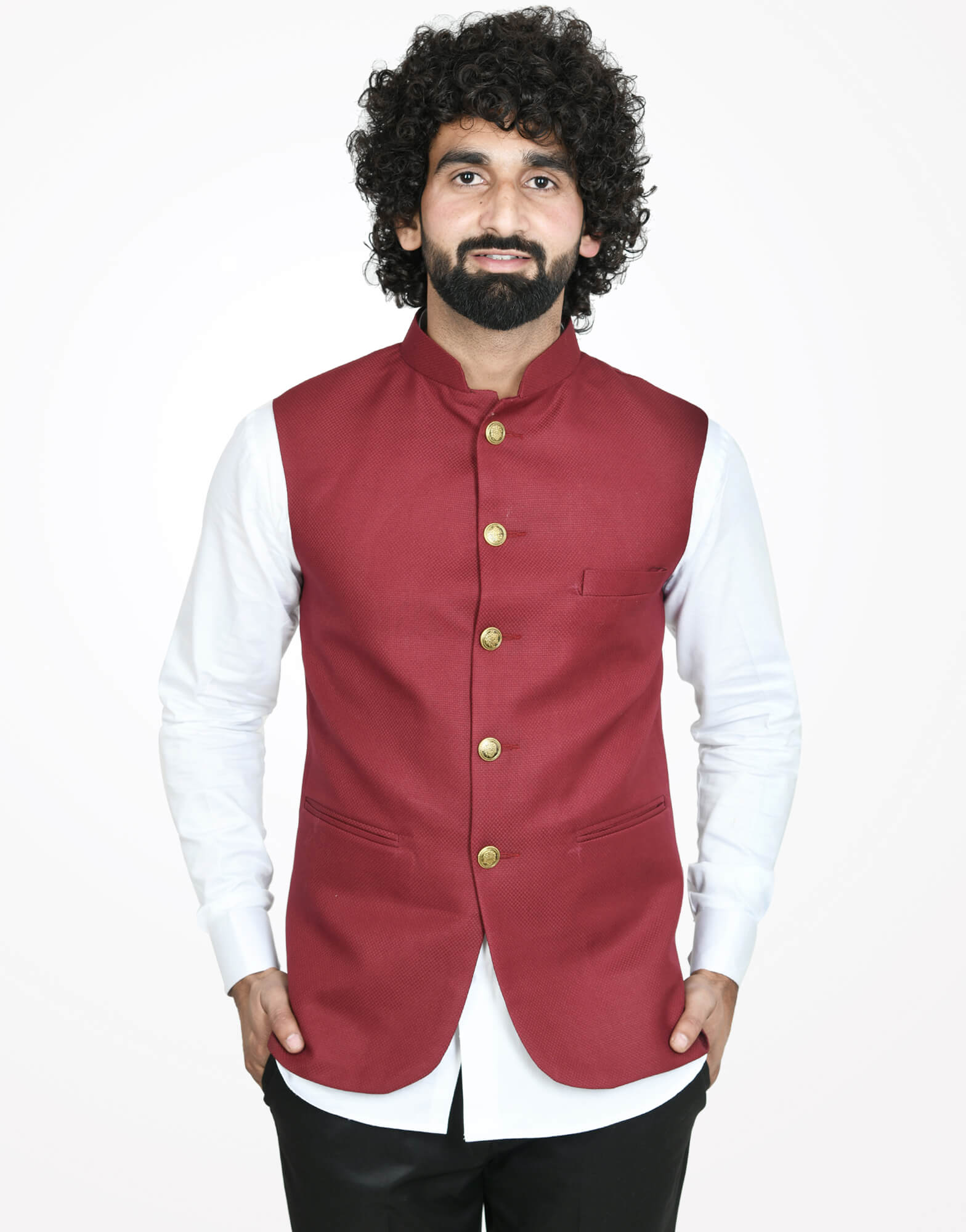 Comfowear Maroon Nehru Jacket Size-M