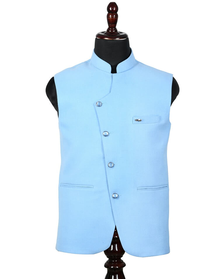 Shop Sky Blue Nehru Jacket for Men Online from India's Luxury Designers 2024