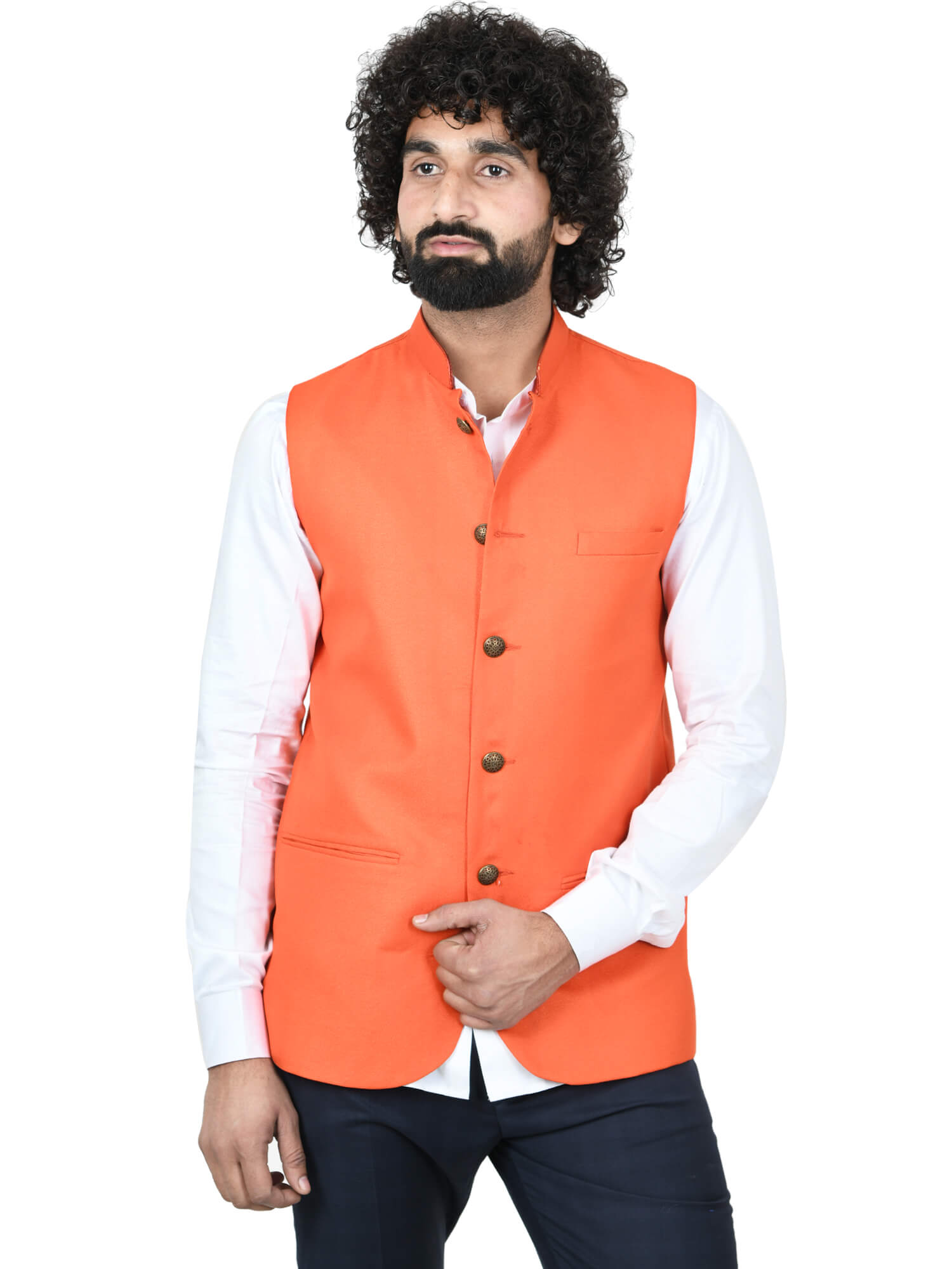 Buy HANGUP White Solid Blended Regular Fit Men's Occasion Wear Nehru Jacket  | Shoppers Stop