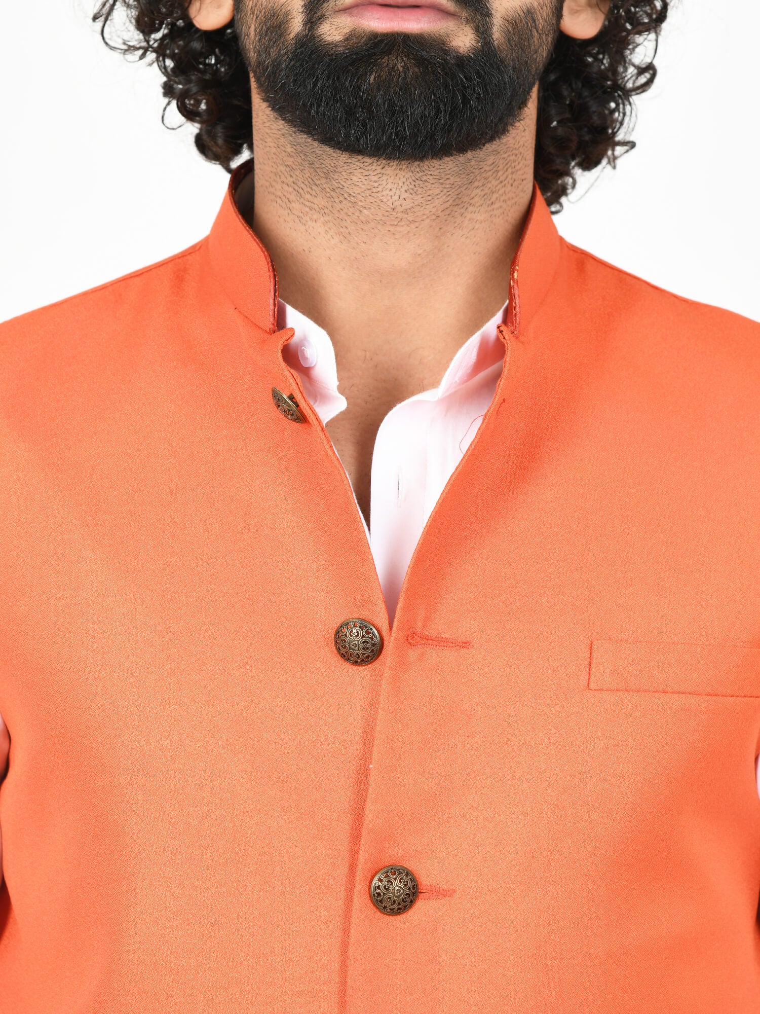 Orange Solid Modi Men Jacket Amogue