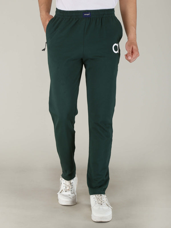 Dark Green Solid Pure Cotton Hosiery Pajamas for Men