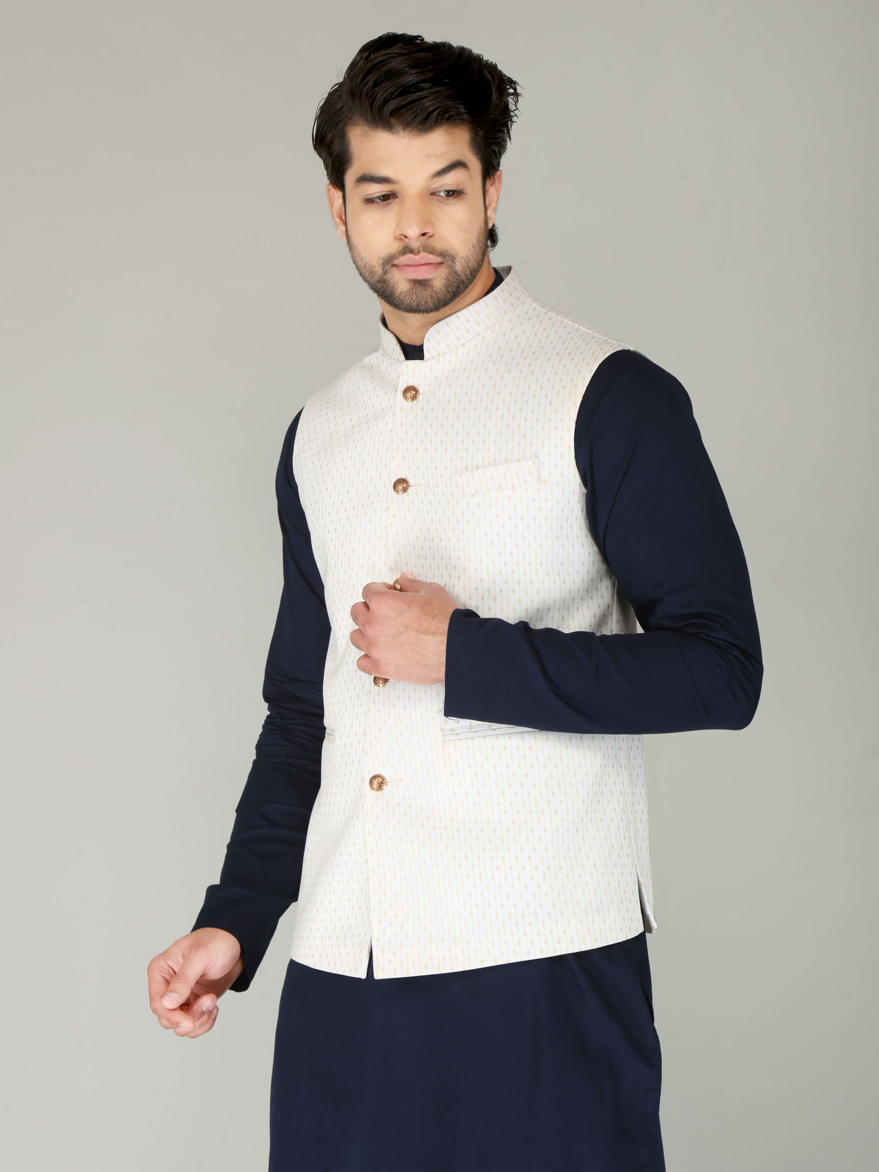 Buy NOZ2TOZ Men Kurta Pyjama & Gold Nehru Jacket Online at Best Price |  Distacart