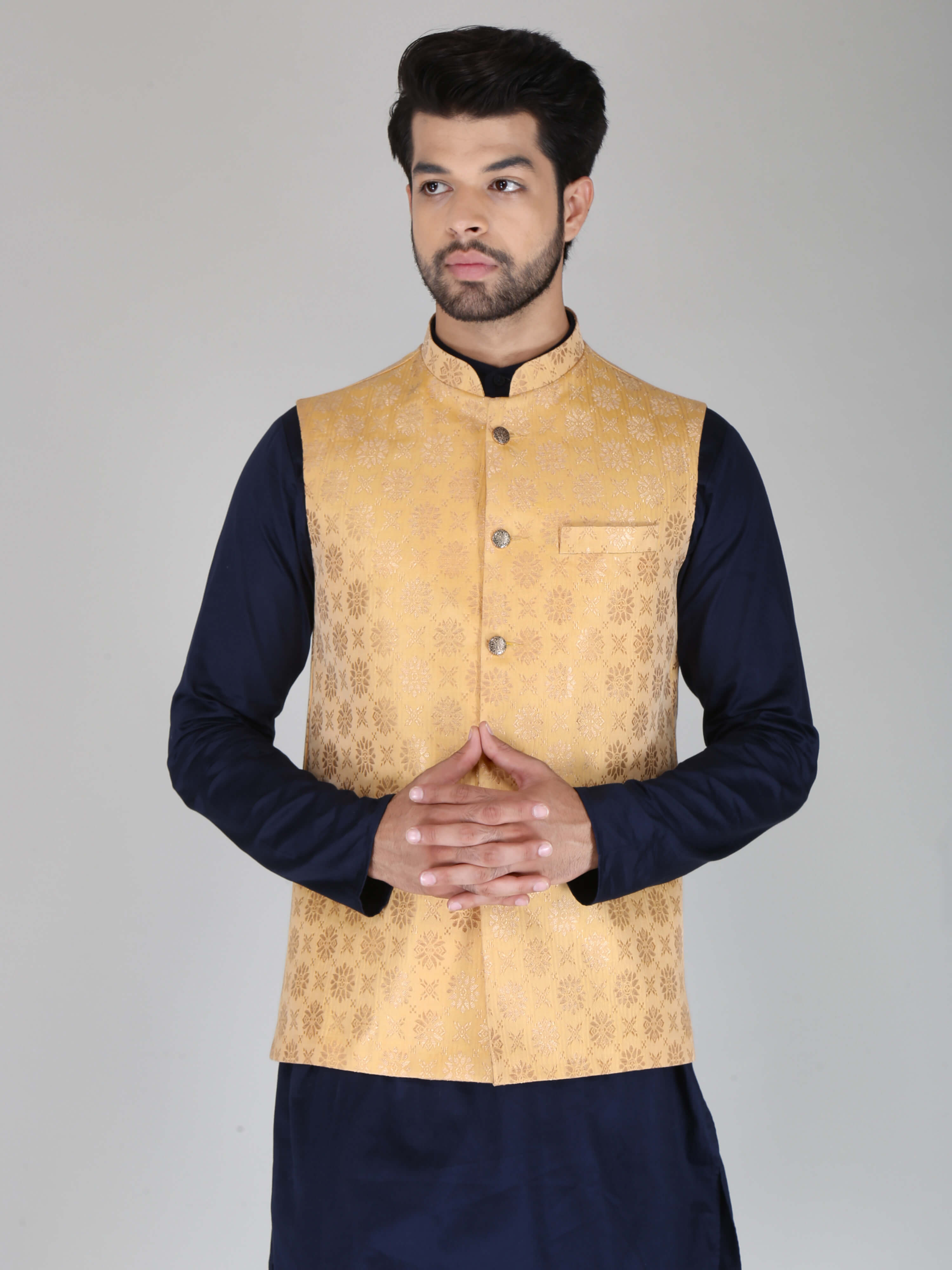 Buy Online Jacquard Silk Grey Nehru Jackets : 235646 -