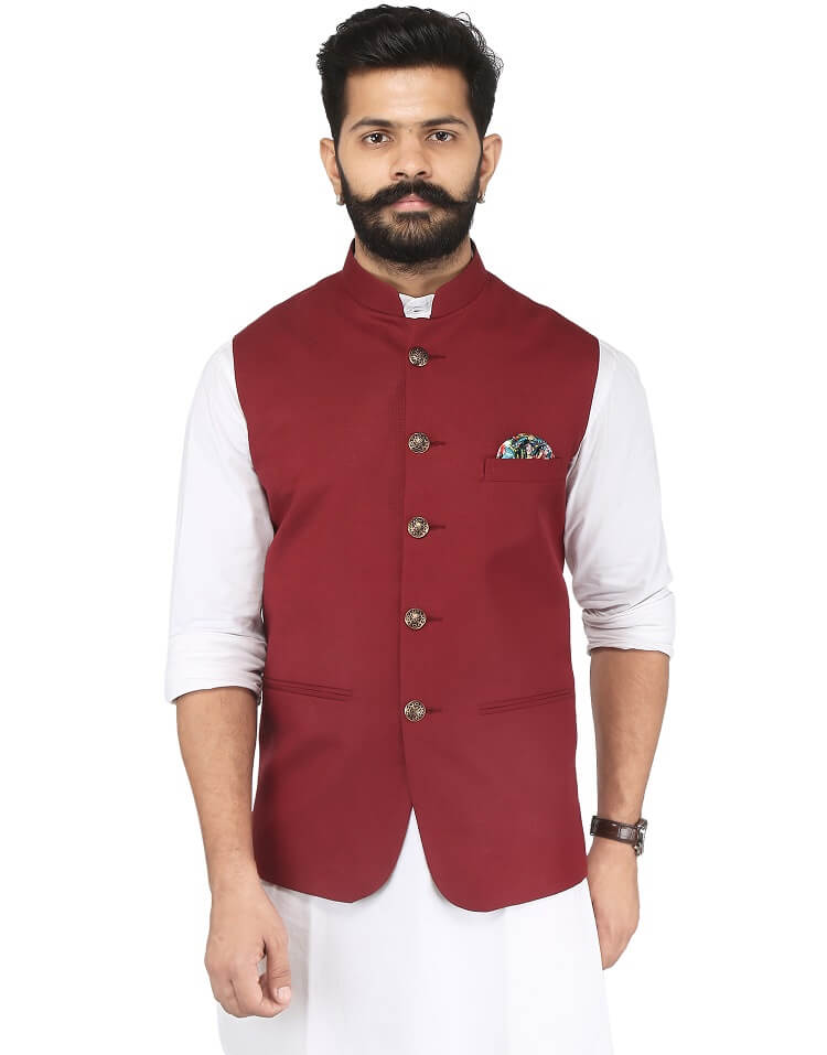 Blue - Cotton - Nehru Jacket | Nehru Collar Vest | Modi Jacket | Indian  Waistcoat