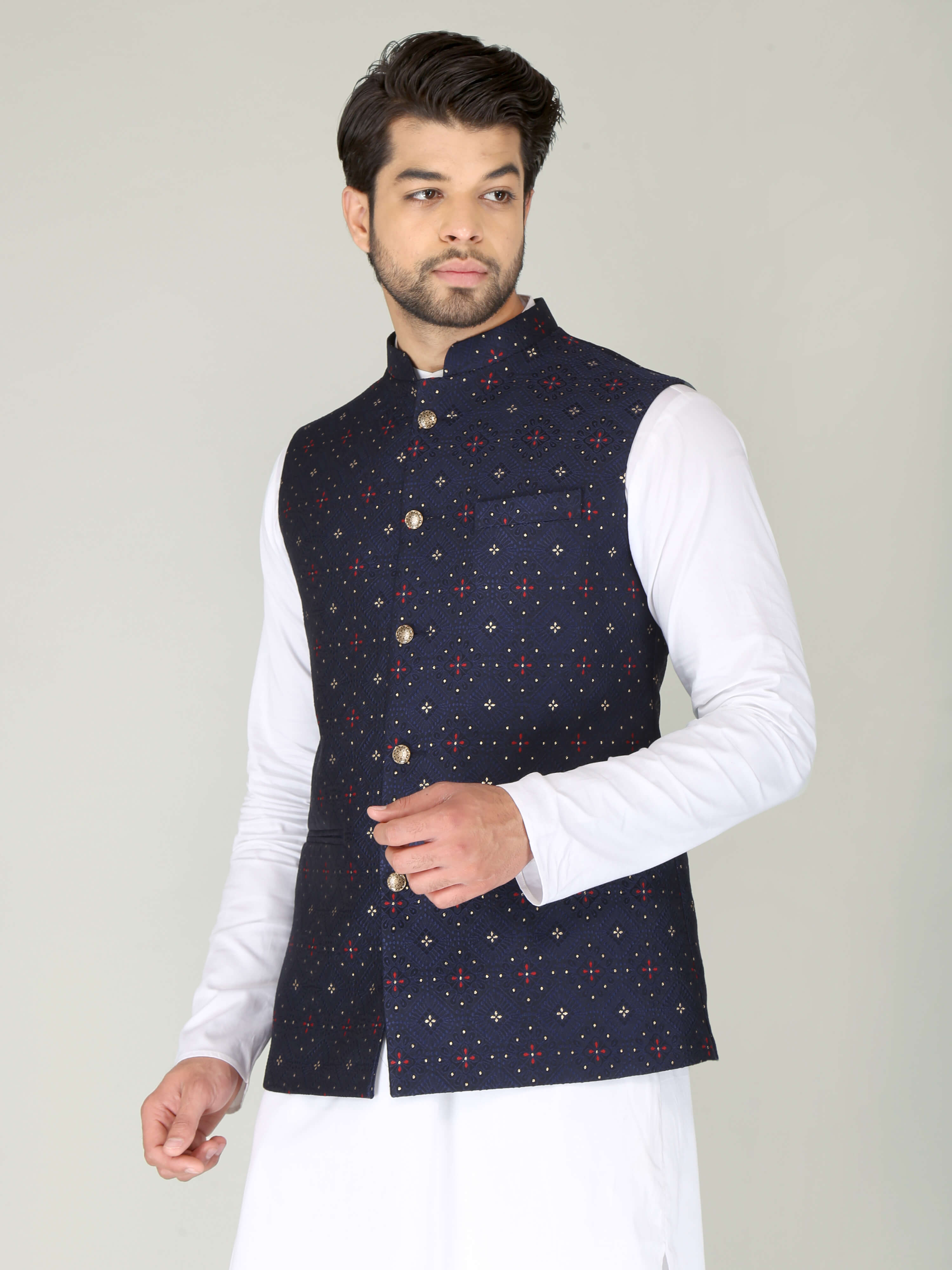 Buy Pink Muslin Digital Printed Flower Nehru Jacket For Men by Mayank Modi  - Men Online at Aza Fashions.