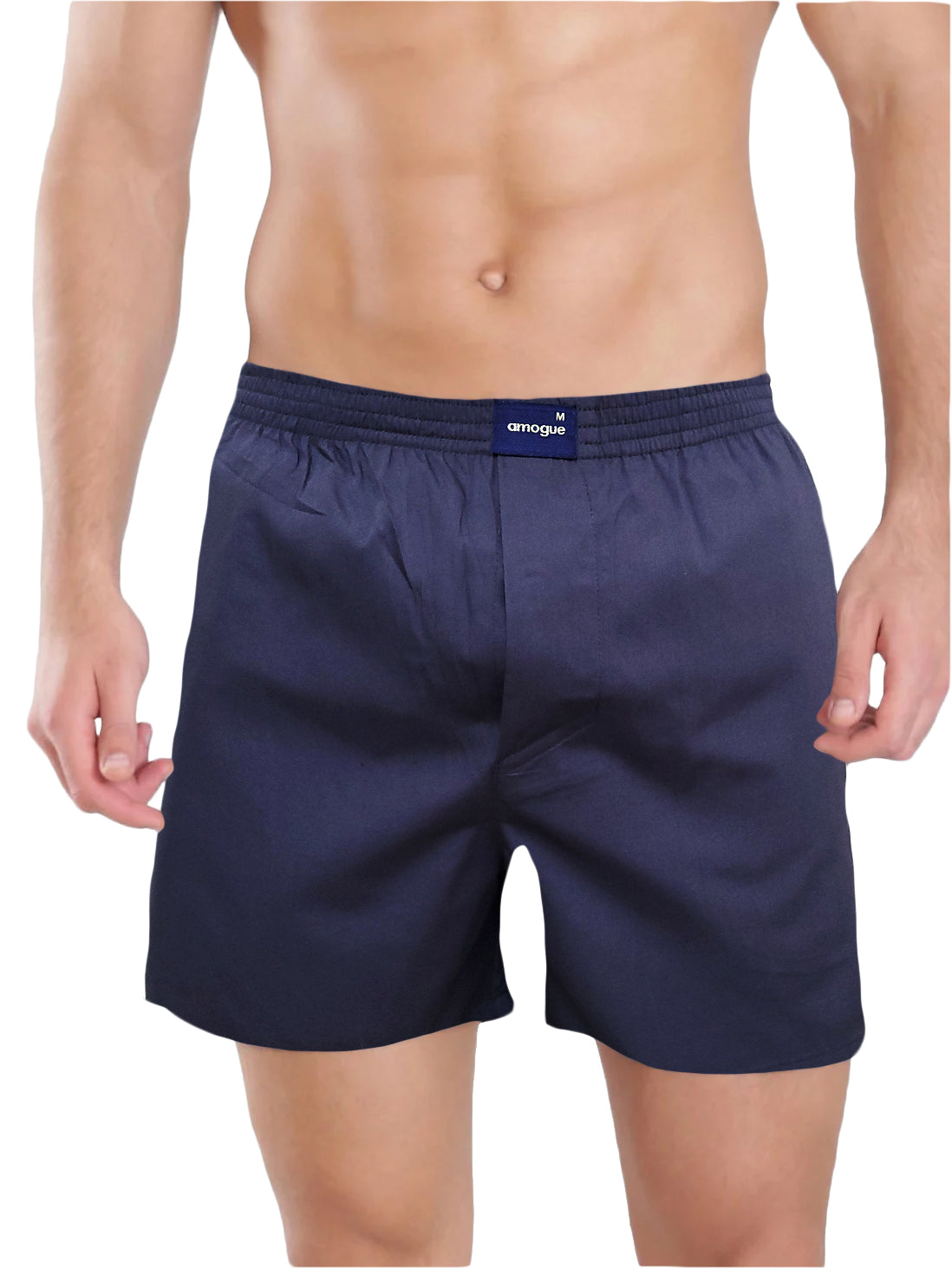 Solid Blue Cotton Boxer Shorts For Men Amogue