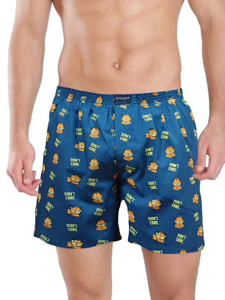 Blue Cartoon Printed Men Cotton Boxer | Amogue