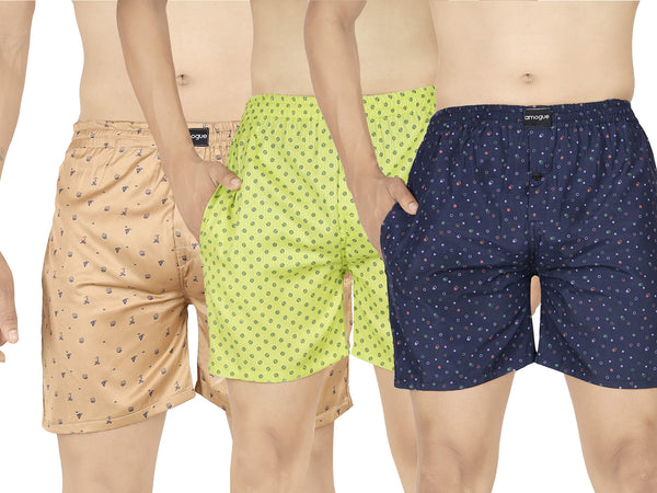 Cream Green Navy Dotted Boxer Combo