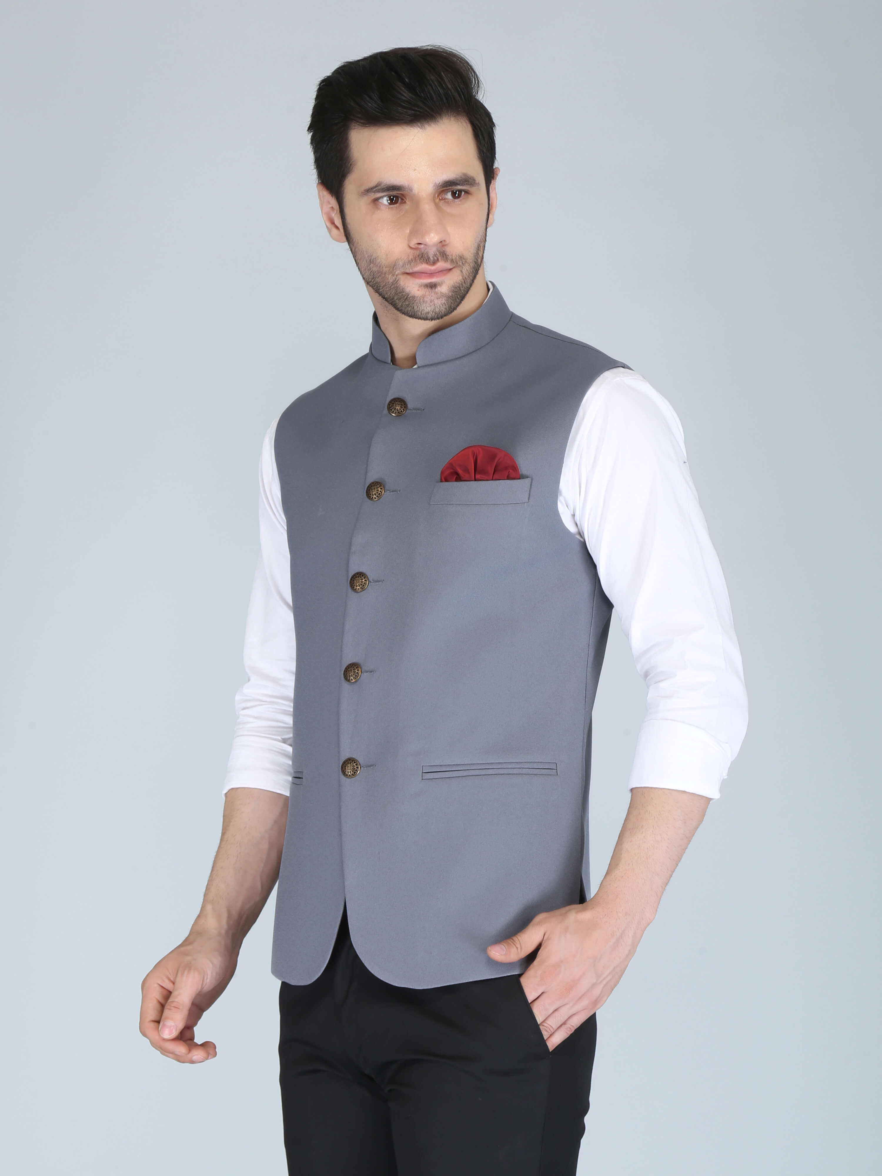 Buy Grey 3-Piece Ethnic Suit for Men by KLOTTHE Online | Ajio.com