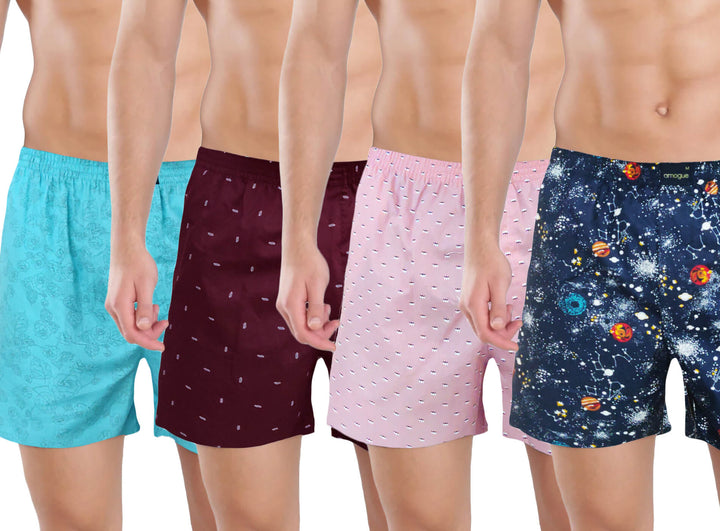 Teal, Maroon, Pink, Galaxy Boxers Combo